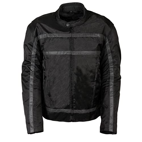 NexGen SH2095 Men's 'Racer' Black Textile Reflective Motorcycle Jacket - Large - Image 1
