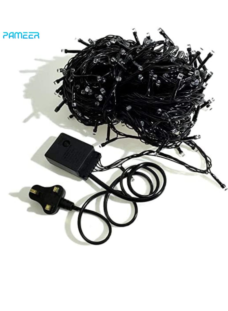 PAMEER Cool White LED String Lights Black Wire Plug-in 10mtr 100 LEDs String Home Decorative LED Strip for Christmas EID Ramadan Diwali and Wedding Parties Decoration Box Button Control 8 Modes  - Image 2