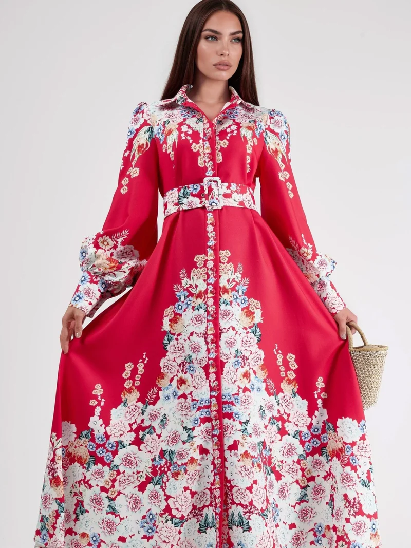 Jennyfer Floral Maxi Dress with Button Closure