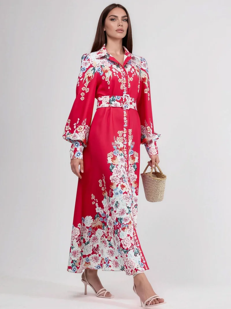 Jennyfer Floral Maxi Dress with Button Closure