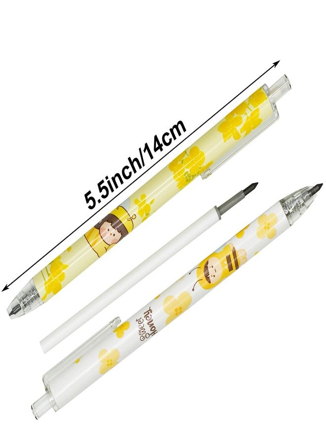 Maydahui 12 Pcs Cartoon Bee Eternal Pencils Retractable HB 0.5 mm Lucky Bee Print Everlasting Pencil Honey Umlimited Writing Pencils for School Office Supplies Birthday Party Gift - Image 2
