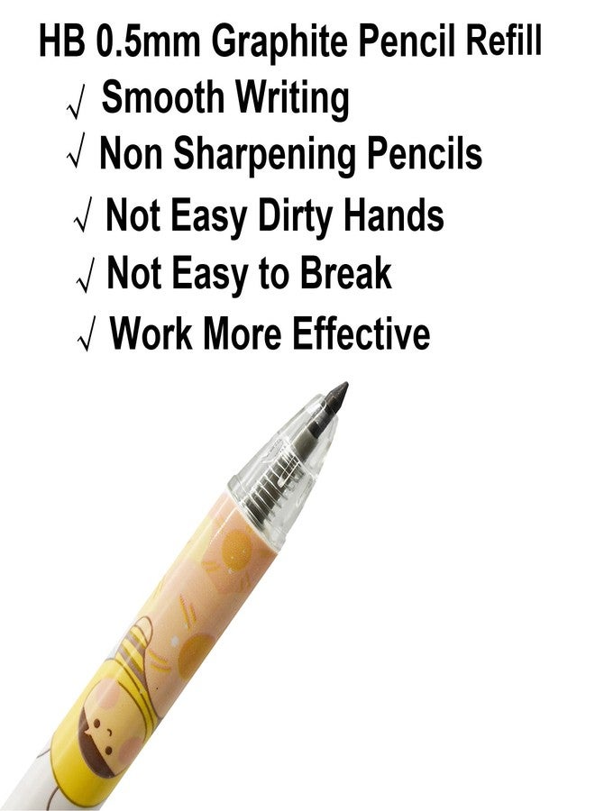 Maydahui 12 Pcs Cartoon Bee Eternal Pencils Retractable HB 0.5 mm Lucky Bee Print Everlasting Pencil Honey Umlimited Writing Pencils for School Office Supplies Birthday Party Gift - Image 3