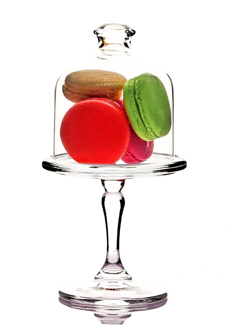 Y&D 2 PCS Mini Cake Domes Cookie Display Cake Holder Cake Stand Decorative Candlestick  Cake Plate Dome Cover Fruit Glass Cover Shield for Birthday Wedding - Image 1