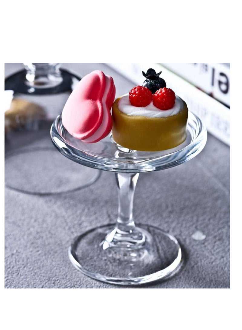 Y&D 2 PCS Mini Cake Domes Cookie Display Cake Holder Cake Stand Decorative Candlestick  Cake Plate Dome Cover Fruit Glass Cover Shield for Birthday Wedding - Image 2