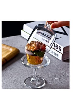 Y&D 2 PCS Mini Cake Domes Cookie Display Cake Holder Cake Stand Decorative Candlestick  Cake Plate Dome Cover Fruit Glass Cover Shield for Birthday Wedding  - Image 3