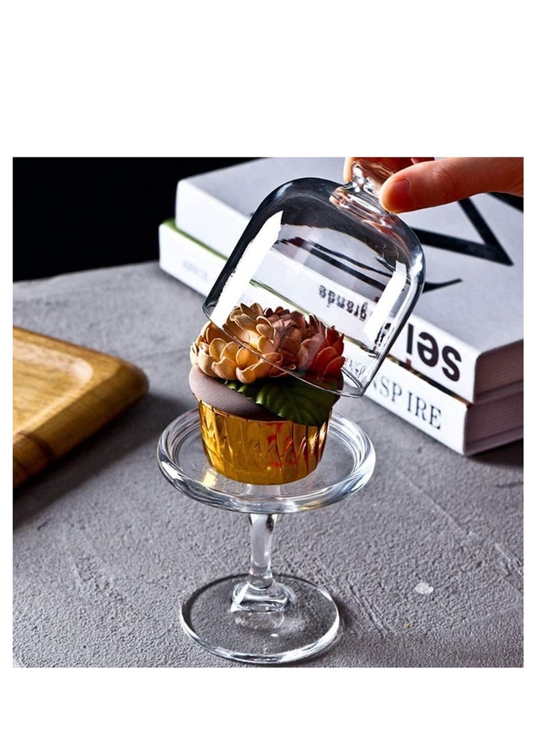 Y&D 2 PCS Mini Cake Domes Cookie Display Cake Holder Cake Stand Decorative Candlestick  Cake Plate Dome Cover Fruit Glass Cover Shield for Birthday Wedding - Image 3