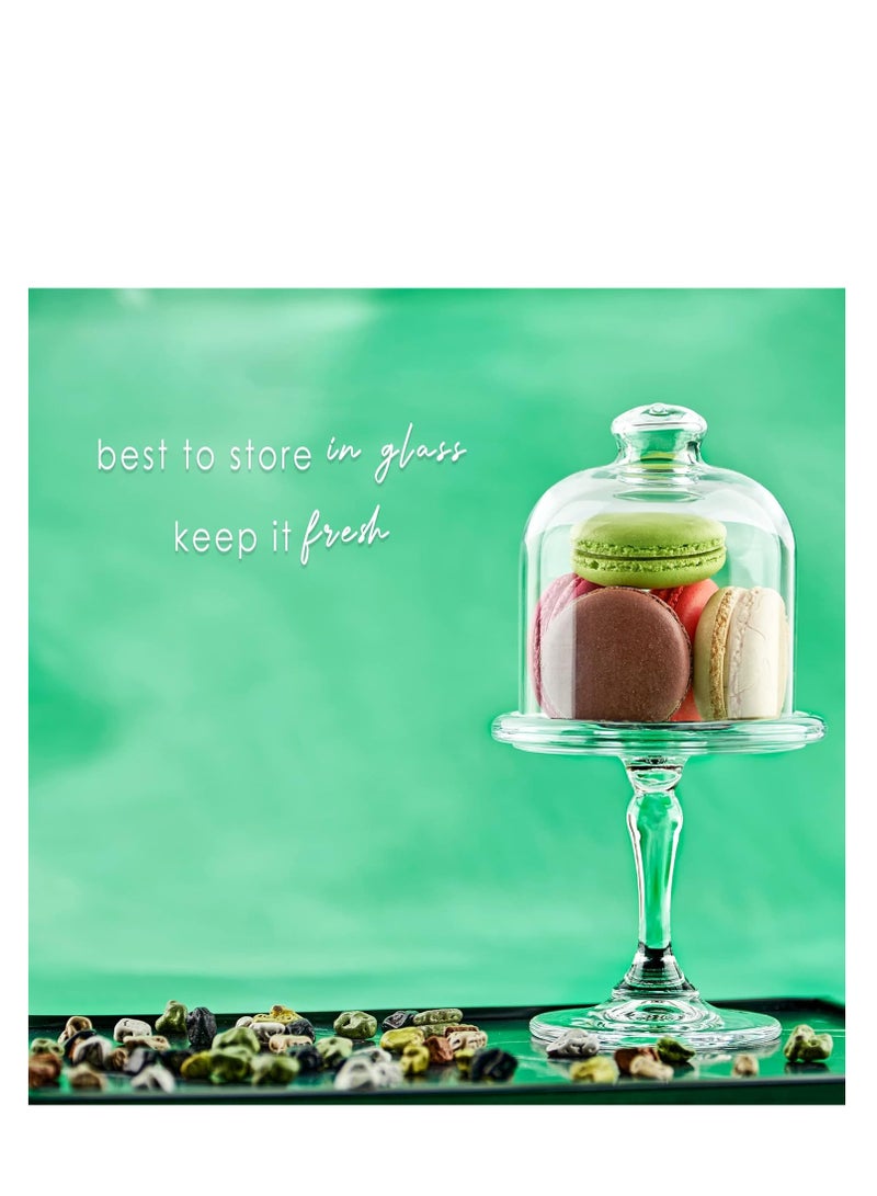 Y&D 2 PCS Mini Cake Domes Cookie Display Cake Holder Cake Stand Decorative Candlestick  Cake Plate Dome Cover Fruit Glass Cover Shield for Birthday Wedding - Image 4