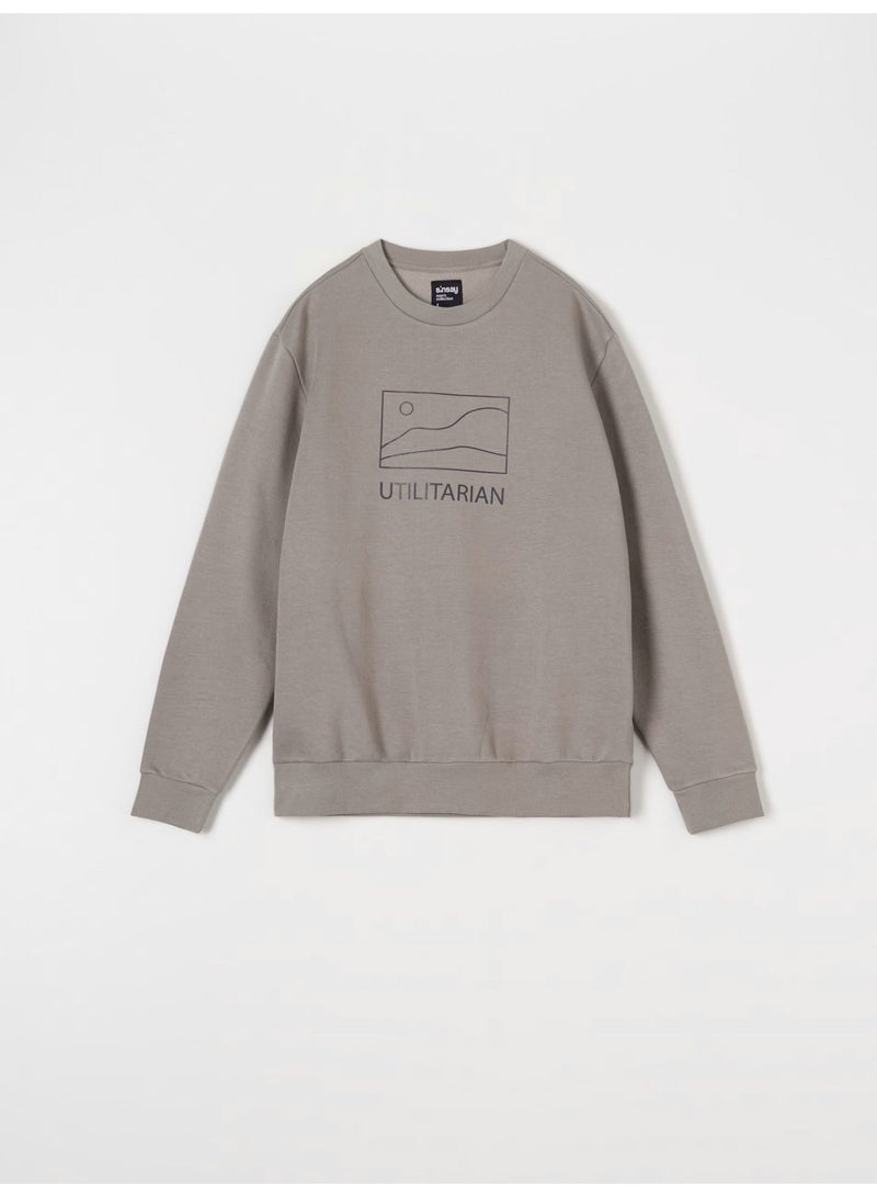 Sinsay Men’s Grey Utilitarian Sweatshirt – Casual Everyday Crewneck, Durable Cotton-Blend, Regular Fit - Image 2