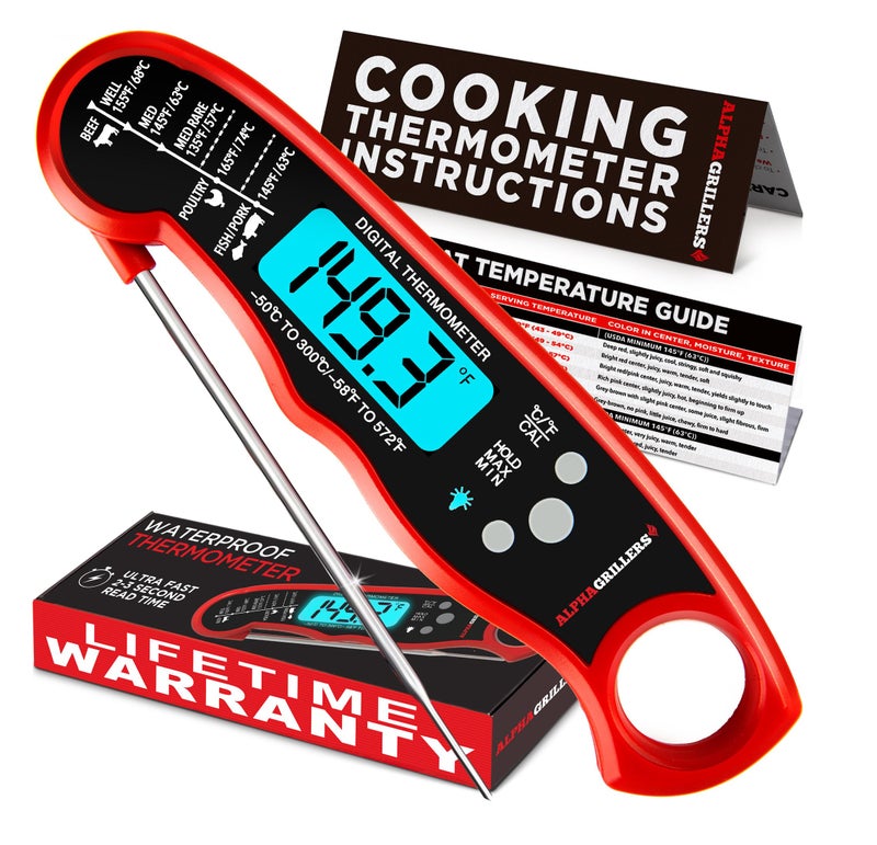 Alpha Grillers Meat Thermometer Digital - Instant Read Food Thermometer for Cooking and Grilling Gifts for Men Valentines Day Gifts for Him Her Mom Dad - Image 1
