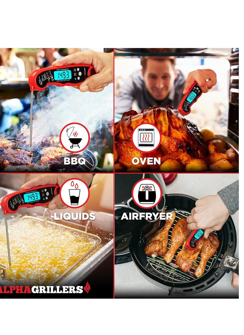 Alpha Grillers Alpha Grillers Instant Read Meat Thermometer for Grill and Cooking. Best Waterproof Ultra Fast Thermometer with Backlight & Calibration. Digital Food Probe for Kitchen, Outdoor Grilling and BBQ!  - Image 3