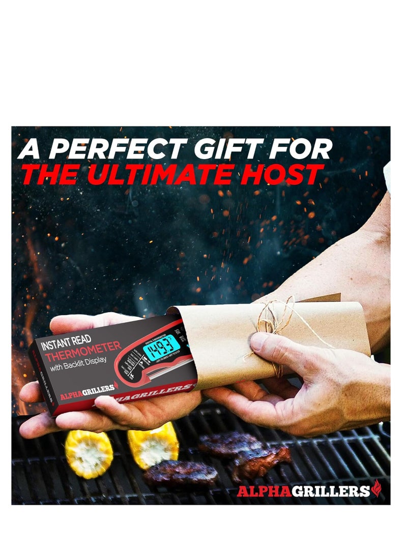 Alpha Grillers Alpha Grillers Instant Read Meat Thermometer for Grill and Cooking. Best Waterproof Ultra Fast Thermometer with Backlight & Calibration. Digital Food Probe for Kitchen, Outdoor Grilling and BBQ!  - Image 5