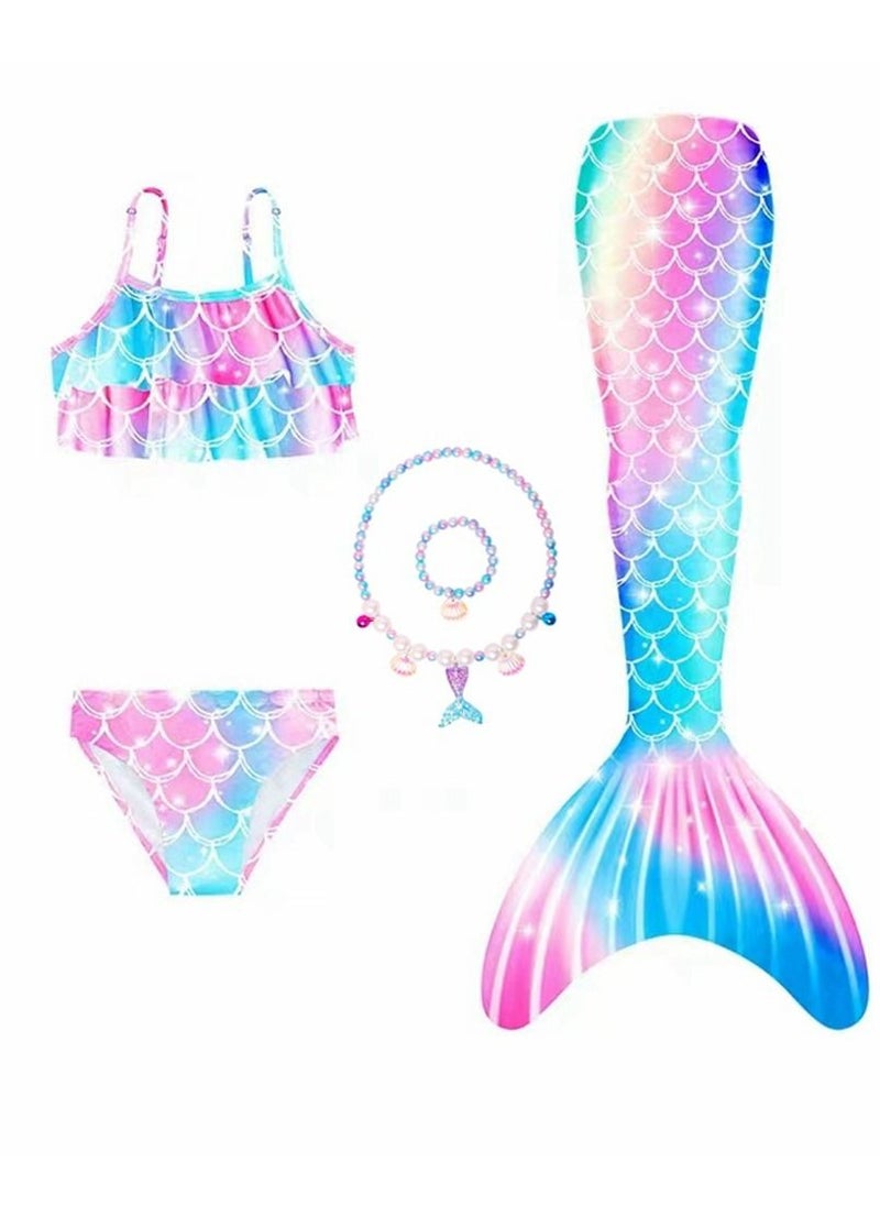 Cool Baby COOLBABY Girls Three-piece Children's Mermaid Swimsuit Mermaid Tail Swimsuit Mermaid Costume Swimwear (120 Sizes)  - Image 1