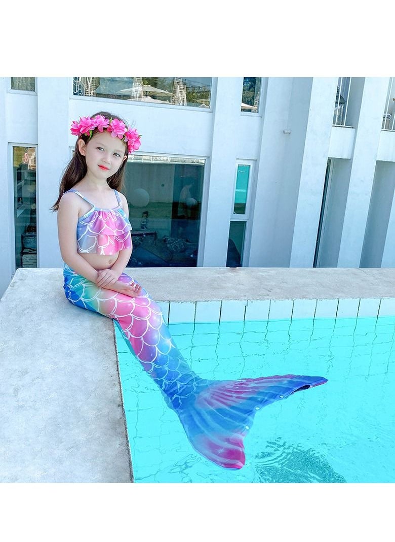 Cool Baby COOLBABY Girls Three-piece Children's Mermaid Swimsuit Mermaid Tail Swimsuit Mermaid Costume Swimwear (120 Sizes)  - Image 3