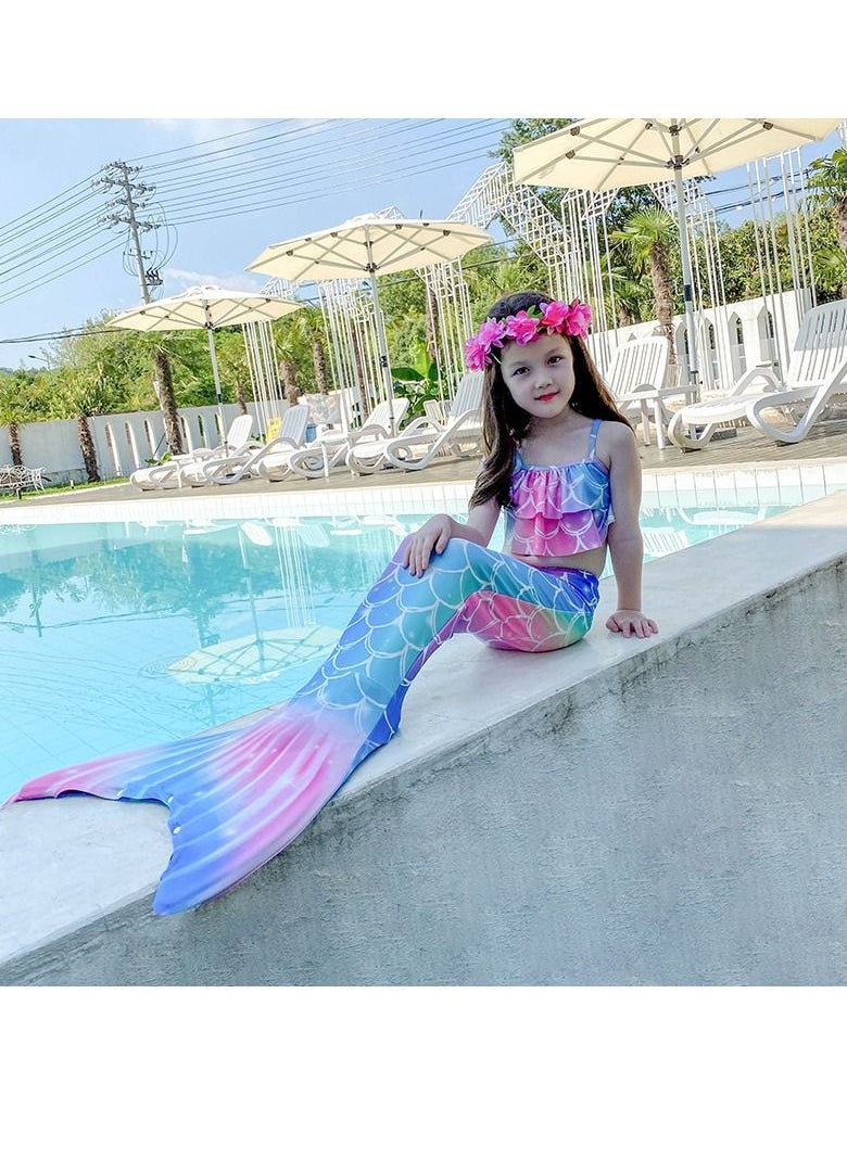 Cool Baby COOLBABY Girls Three-piece Children's Mermaid Swimsuit Mermaid Tail Swimsuit Mermaid Costume Swimwear (120 Sizes)  - Image 4