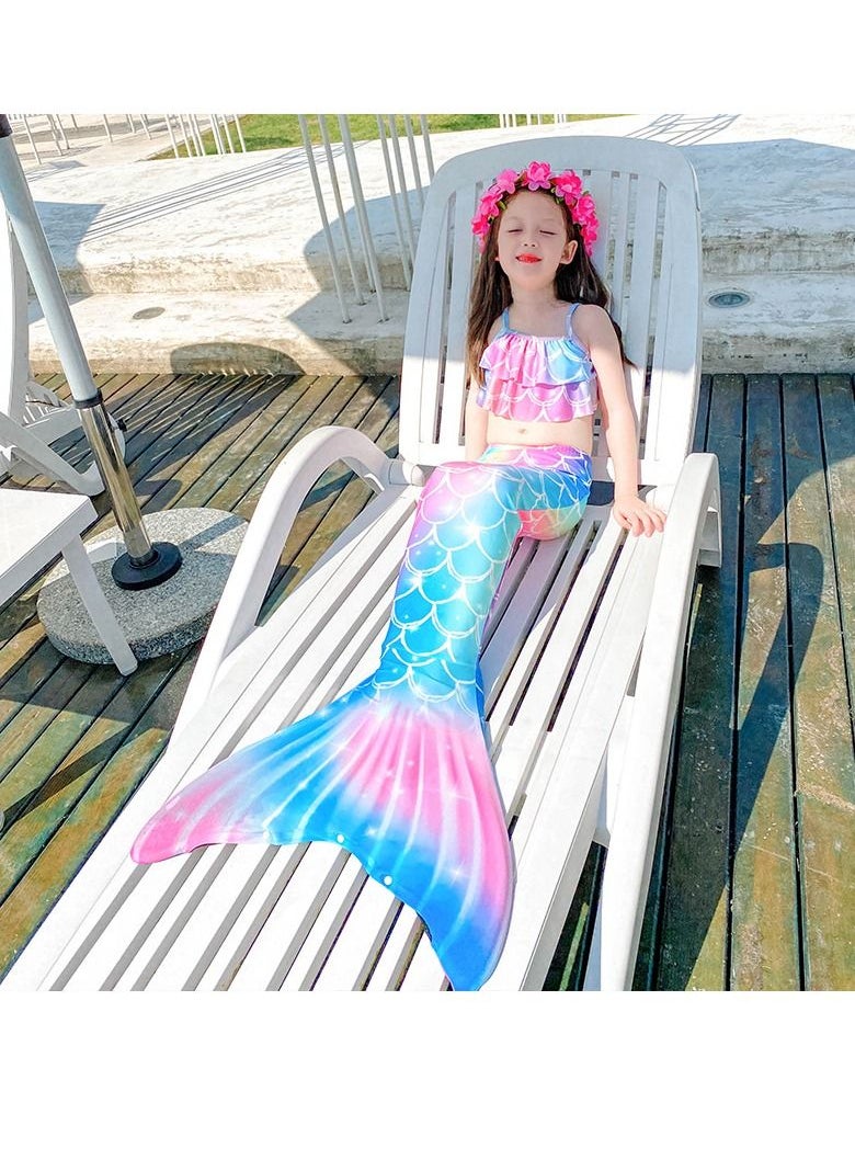 Cool Baby COOLBABY Girls Three-piece Children's Mermaid Swimsuit Mermaid Tail Swimsuit Mermaid Costume Swimwear (120 Sizes)  - Image 2