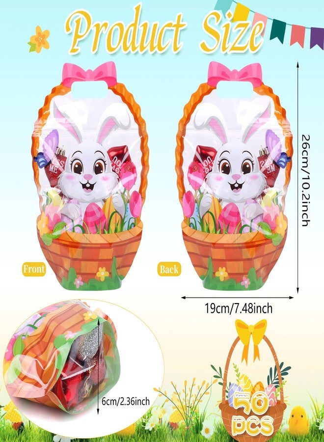 LOAVER 50 Pcs Easter Zip Lock Bags Plastic Sealing Pouches with Handles Resealable Bunny Candy Tote Bags for Easter Holiday Party Egg Hunt Gift Wrapping - Image 2