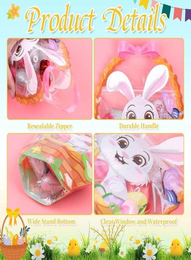 LOAVER 50 Pcs Easter Zip Lock Bags Plastic Sealing Pouches with Handles Resealable Bunny Candy Tote Bags for Easter Holiday Party Egg Hunt Gift Wrapping - Image 3