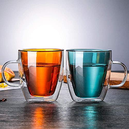 Baskety Double Wall Glass Coffee Mugs with Handle Set of 2, Espresso Cups, Glass Coffee Mug for Women Men Dad Mon Gifts (Pack of 2 Orange) - Image 5