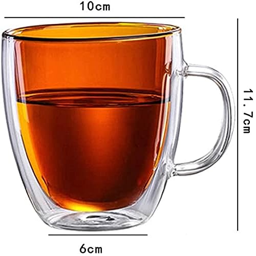 Baskety Double Wall Glass Coffee Mugs with Handle Set of 2, Espresso Cups, Glass Coffee Mug for Women Men Dad Mon Gifts (Pack of 2 Orange) - Image 2