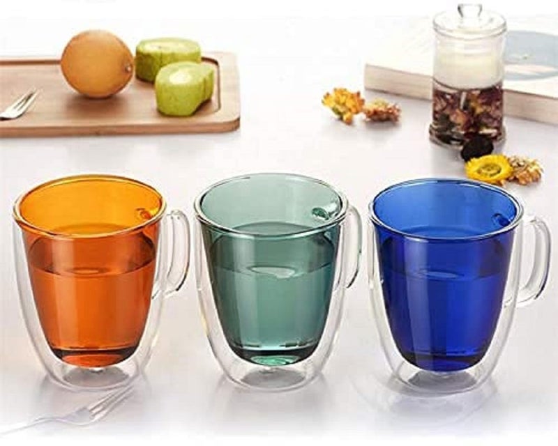 Baskety Double Wall Glass Coffee Mugs with Handle Set of 2, Espresso Cups, Glass Coffee Mug for Women Men Dad Mon Gifts (Pack of 2 Orange) - Image 4