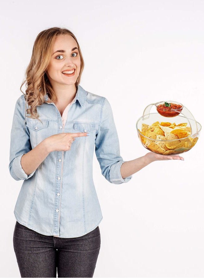 Roe & Moe Chip and Dip Acrylic Bowl Set (3L main bowl, 200ml clip-on dipping bowl) - Image 4