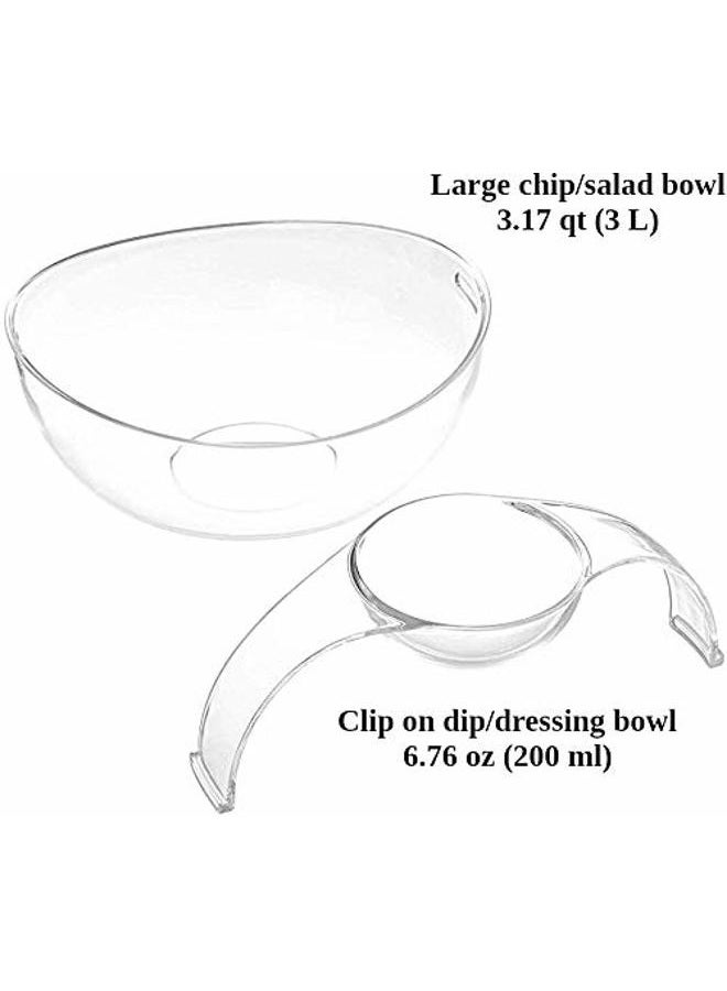 Roe & Moe Chip and Dip Acrylic Bowl Set (3L main bowl, 200ml clip-on dipping bowl) - Image 2