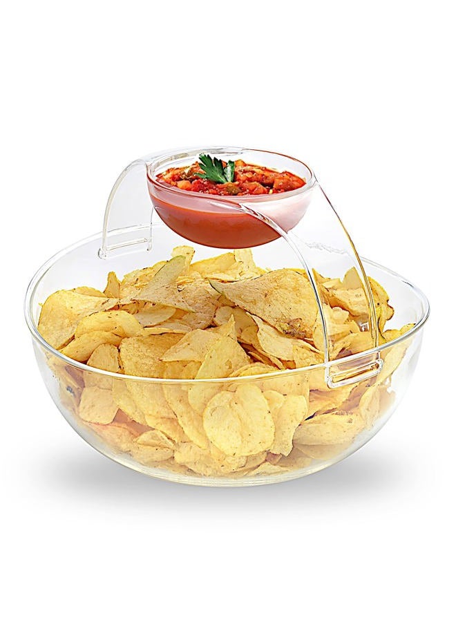 Roe & Moe Chip and Dip Acrylic Bowl Set (3L main bowl, 200ml clip-on dipping bowl) - Image 1