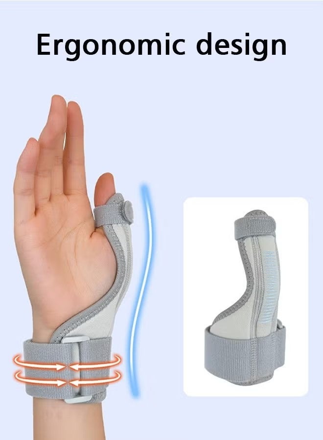 هابي دي دعامة الإبهام للرجال والنساء، مشد سبايكا للإبهام لتخفيف الألم، التهاب الأوتار، دعم تثبيت معصم الإبهام لليد اليمنى أو اليسرى (رمادي) - Image 4