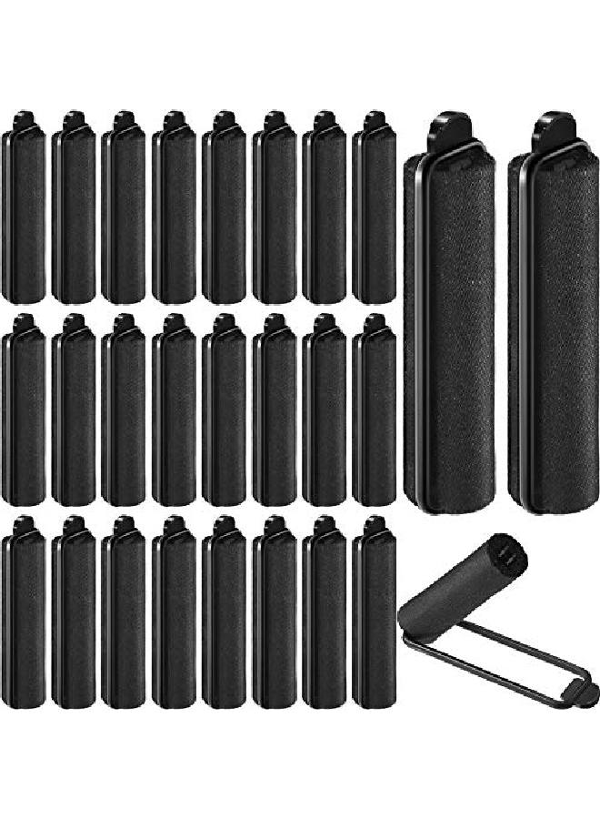 Syhood 60 Pieces Satin Foam Sponge Hair Rollers Soft Foam Hair Styling Curlers Flexible Hairdressing Curlers Black Perm Rods Wave Curlers (0.6 Inch) - Image 1