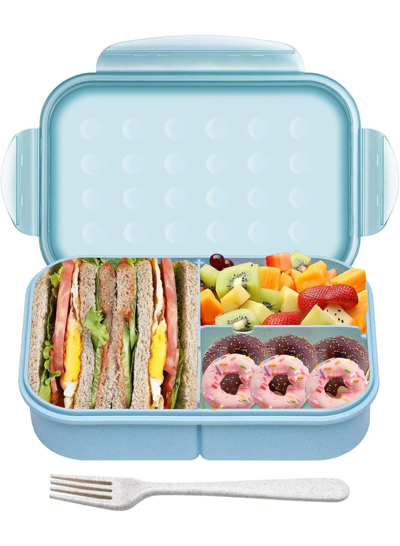 Bukela Portable Bento Lunch Box with Compartments,Leak-Resistant,Wheat Material,1900ml Nile Blue - Image 1