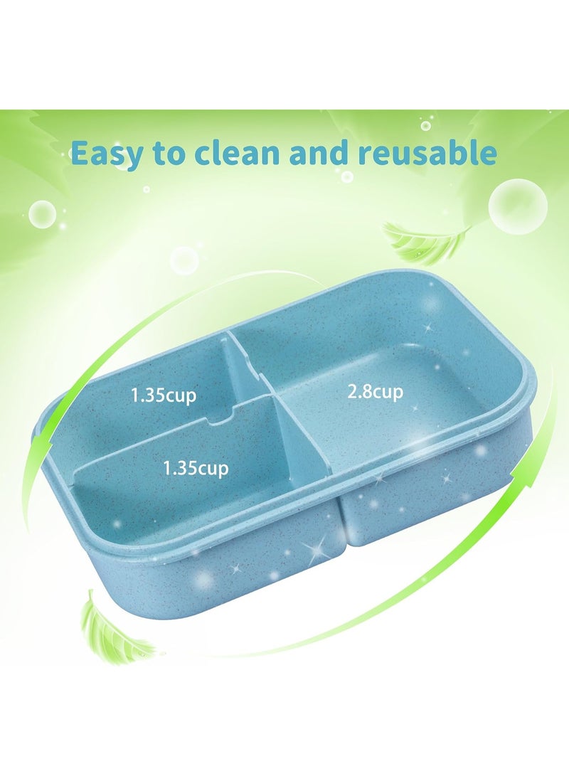 Bukela Portable Bento Lunch Box with Compartments,Leak-Resistant,Wheat Material,1900ml Nile Blue - Image 2
