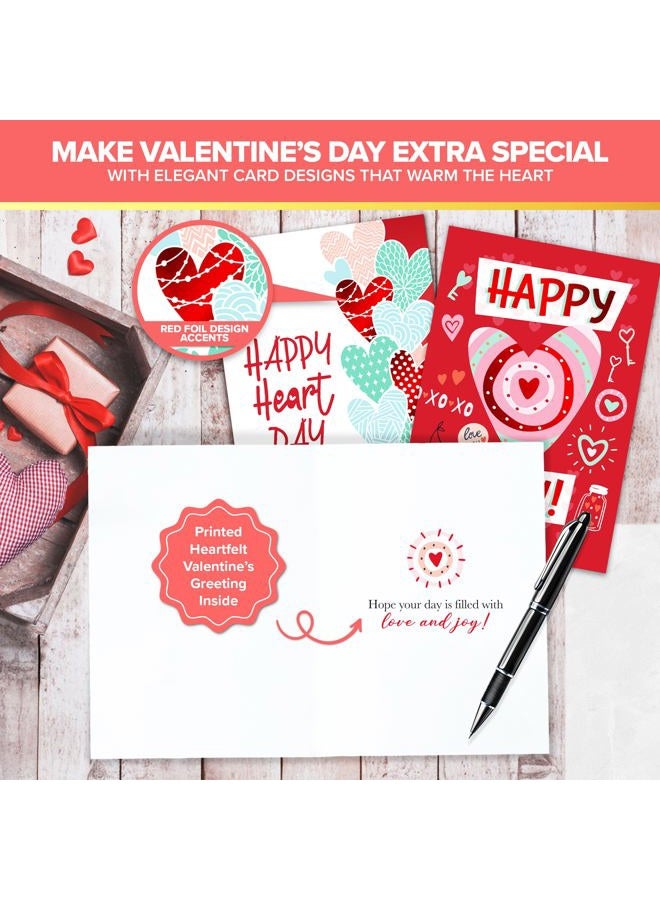 Decorably 8 Pack Foiled 4x6in Valentine Cards for Adults with Envelopes and Stickers, 4 Elegant Designs Valentines Cards, Family, Friends with Printed Message Inside - Image 4