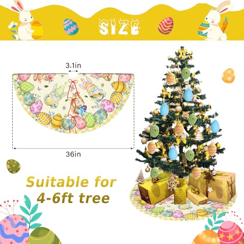 ROVOZAR Easter Tree Skirt Bunny Eggs, Happy Easter Rabbit Gnome Xmas Tree Skirts Mat 36 Inch, Holiday Party Indoor Home Decor - Image 2
