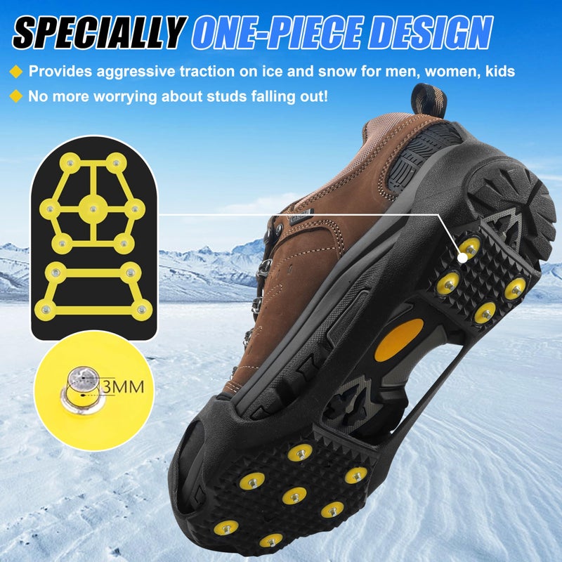 OROOTL Ice Cleats for Shoes and Boots, Walk Traction Snow Cleats Crampons Anti Slip 11 Studs Ice Shoes Grippers for Women Men Ice Fishing Walking on Snow Ice - Image 3