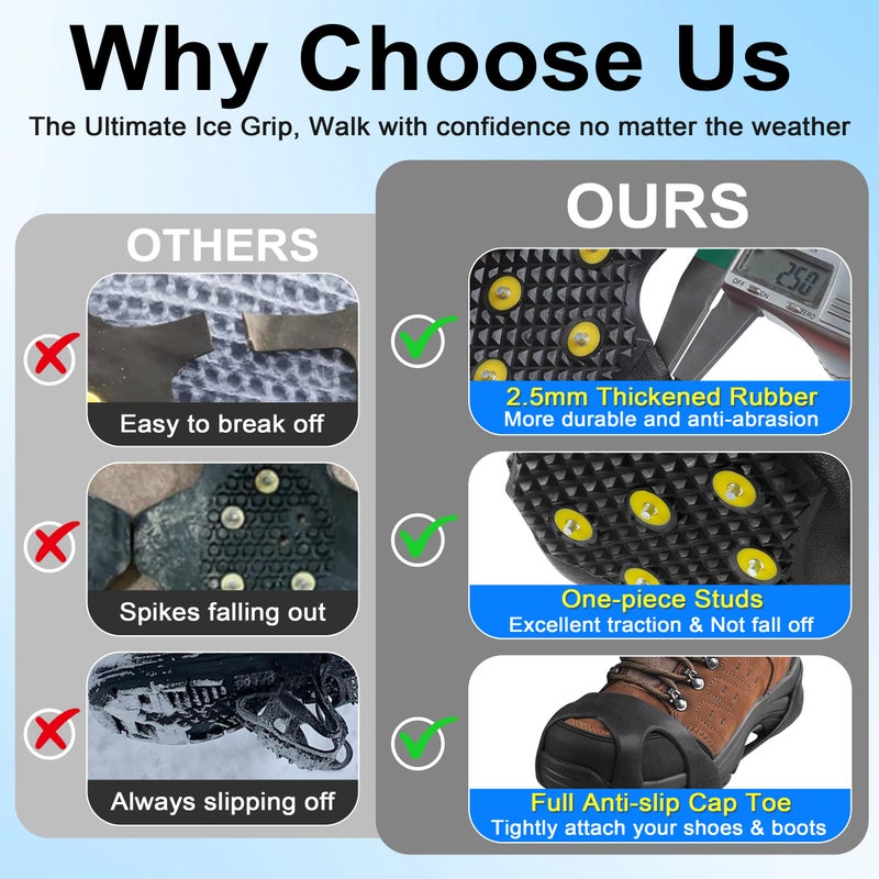 OROOTL Ice Cleats for Shoes and Boots, Walk Traction Snow Cleats Crampons Anti Slip 11 Studs Ice Shoes Grippers for Women Men Ice Fishing Walking on Snow Ice - Image 5