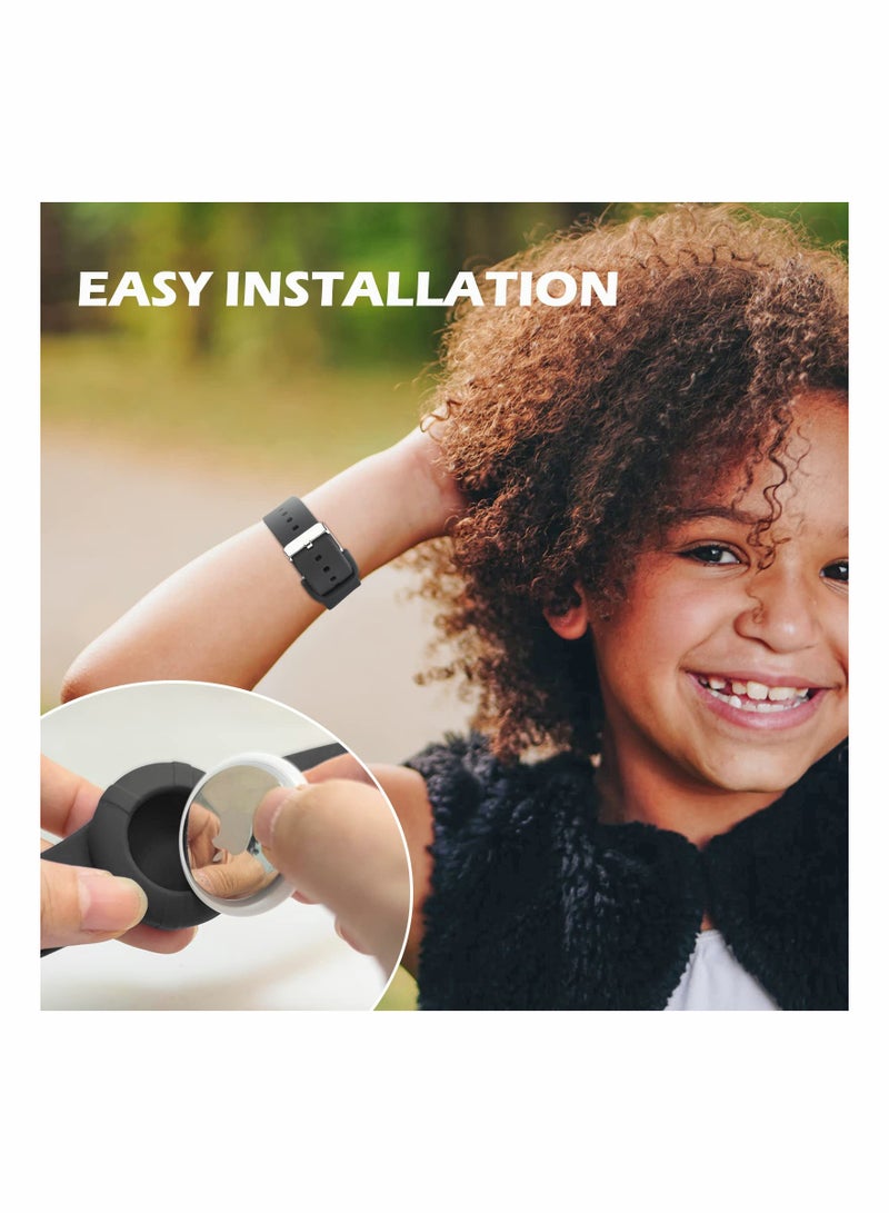 Airtag Wristbands for Kids Soft Silicone Airtag Bracelet Lightweight Waterproof Band Compatible with Apple Airtag Watch Band for Children and Toddler 2 Pcs - Image 4