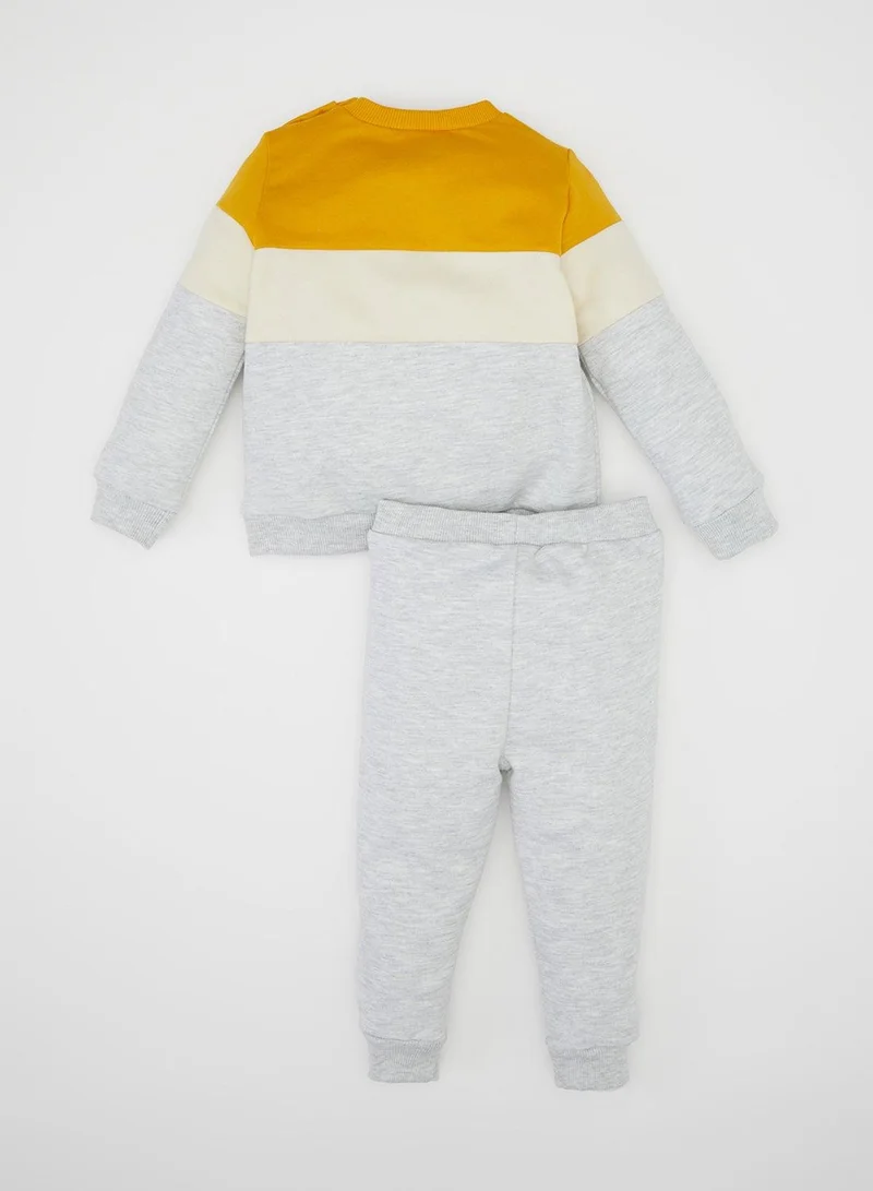 DeFacto Color Block Soft Fleece-Lined Sweatshirt And Jogger 2-Piece Set