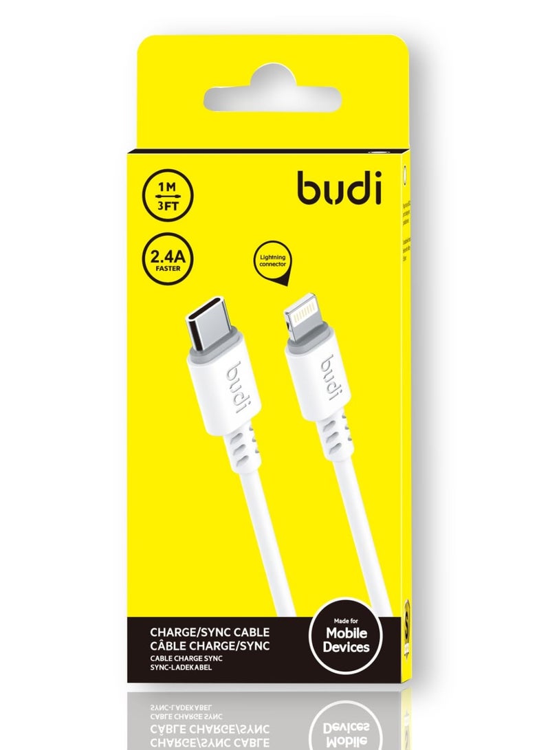 بودي Budi كابل من النوع C إلى Lightning - 2.4 أمبير - 1 متر - Image 2