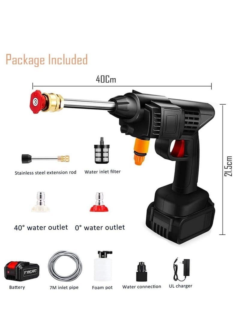 Cordless 48V Electric High Pressure Car Washer Manual Rechargeable Car Washing Machine with Adjustable 3-in-1 Nozzle and Hose Pipe for Washing Cars Watering Flowers Cleaning Floors - Image 2