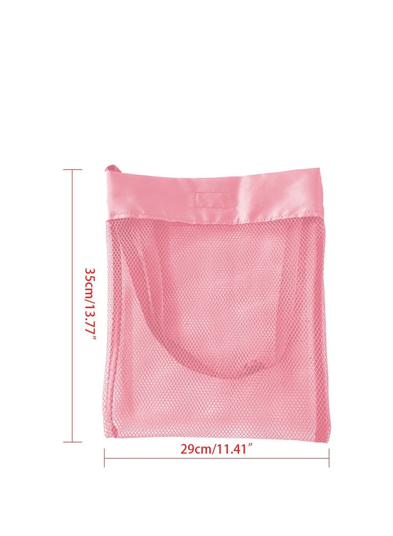 Loquat 1pc Medium Kids Sand Digging Shell Bag Beach Toy Storage Mesh Tote Backpack ,Pink