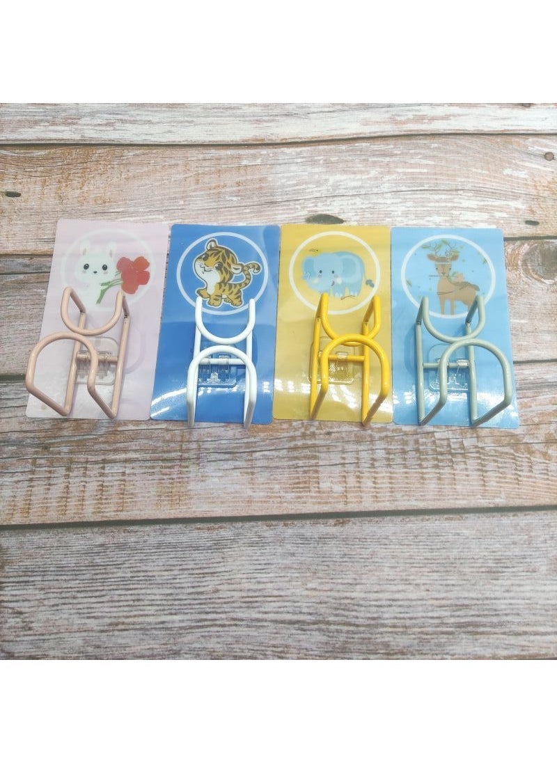 Adhesive Transparent Hooks No-Drill Hangers Strong Sticky Cartoon washstand pattern random (13*7cm)