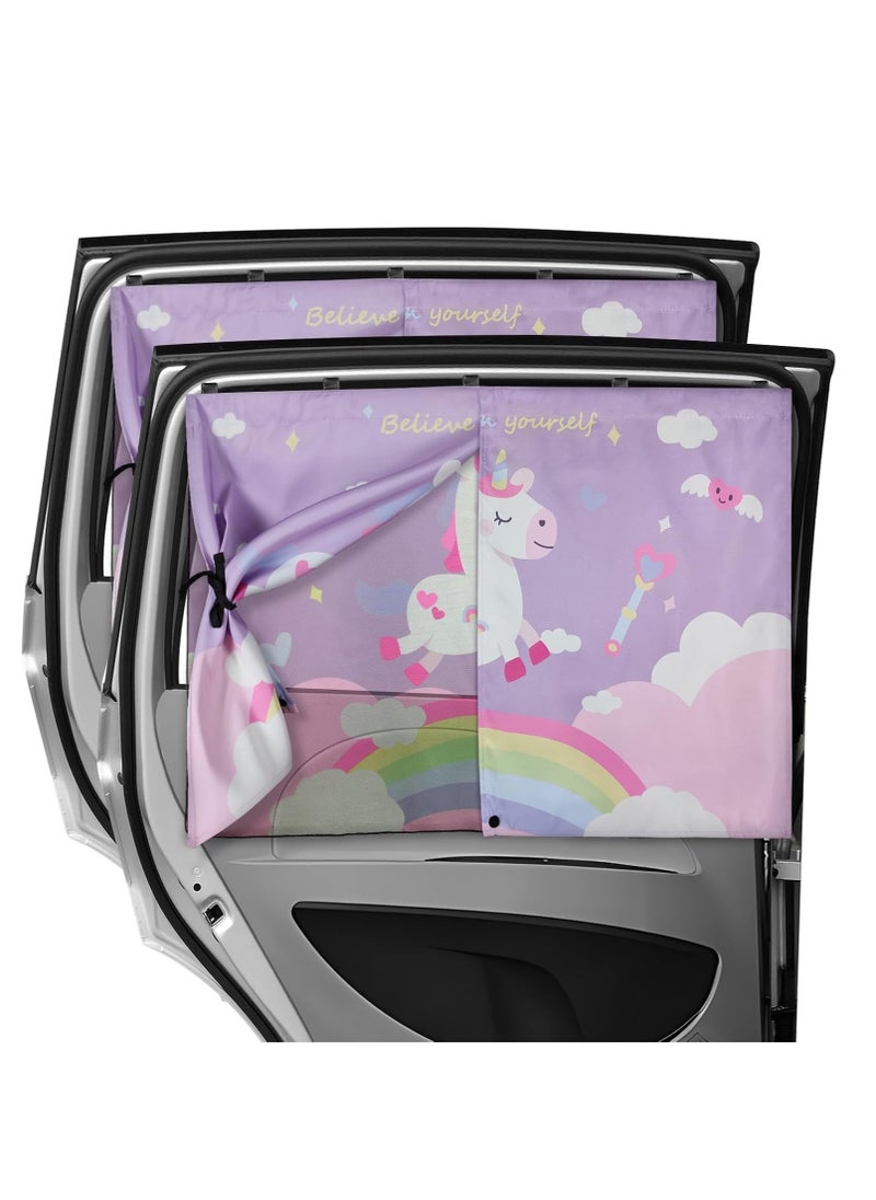 GUDOO - Car Window Shade for Baby Magnetic Double Layer Car Sun Shade for Side Windows Full Shade and Half Shade Options Cartoon Patterns Car Window Curtain for Heat UV Protection - Image 1