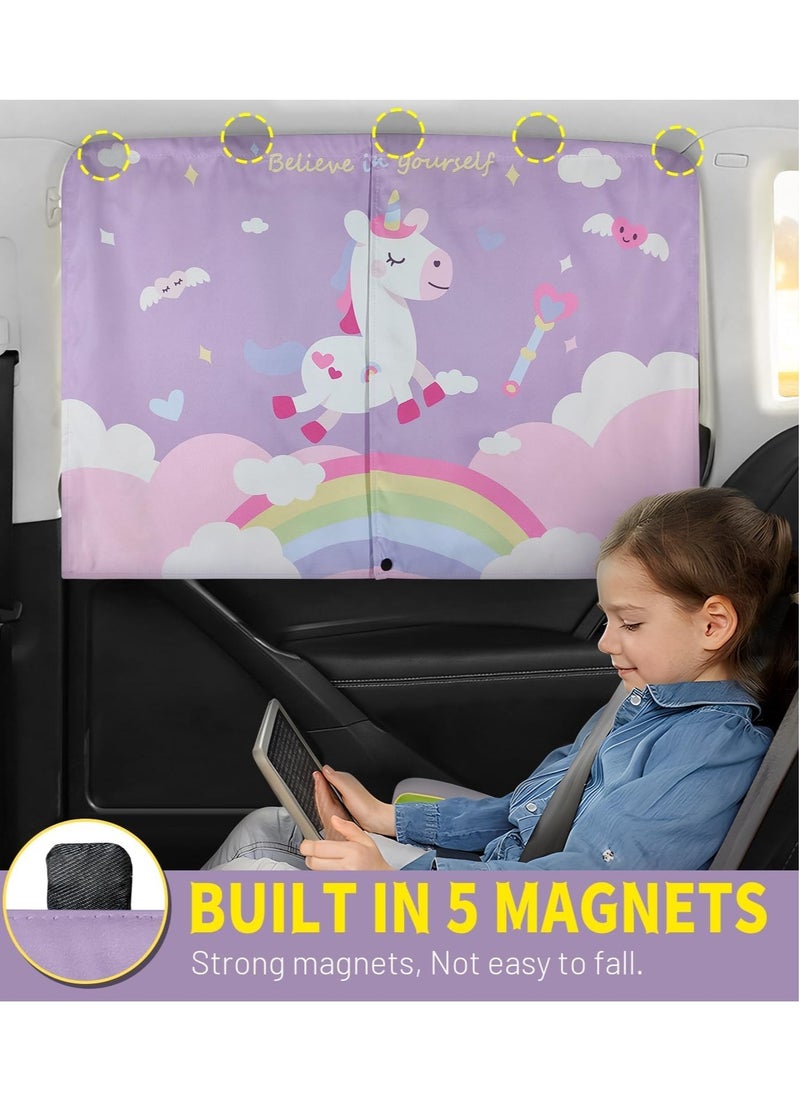 GUDOO - Car Window Shade for Baby Magnetic Double Layer Car Sun Shade for Side Windows Full Shade and Half Shade Options Cartoon Patterns Car Window Curtain for Heat UV Protection - Image 1