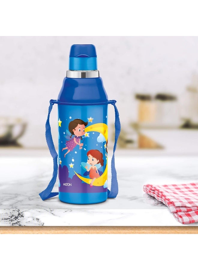 Milton زجاجة ماء للأطفال - معزولة ومضادة للتسرب وخالية من BPA مع حزام - مادة غذائية، 500 مل (NightMarry)، زرقاء - Image 3