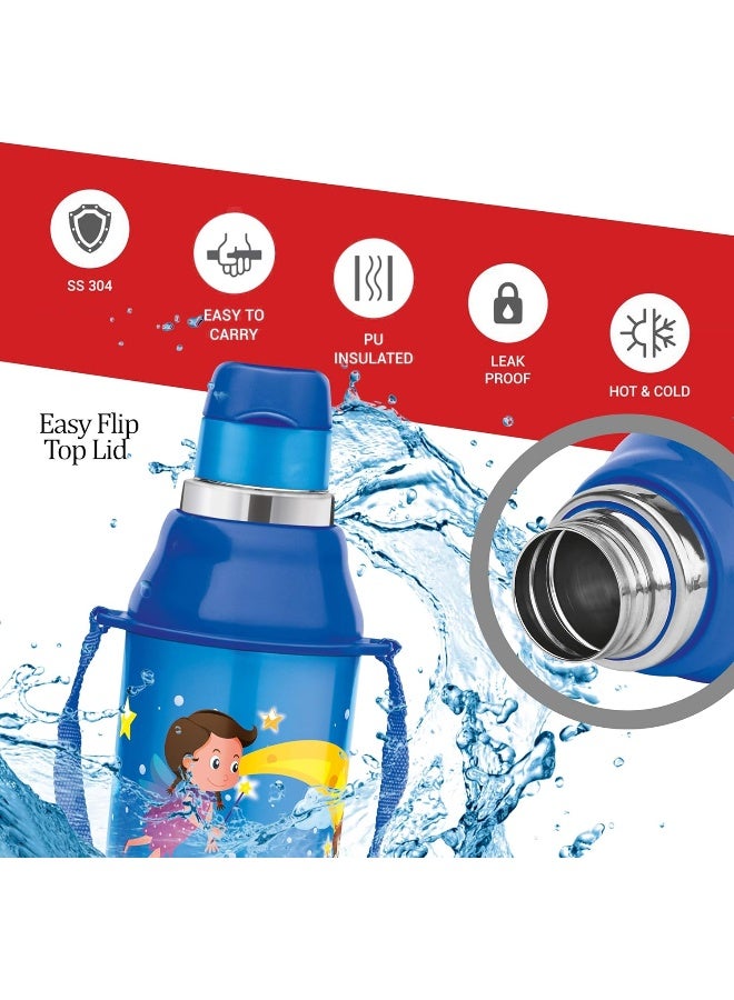 Milton زجاجة ماء للأطفال - معزولة ومضادة للتسرب وخالية من BPA مع حزام - مادة غذائية، 500 مل (NightMarry)، زرقاء - Image 2