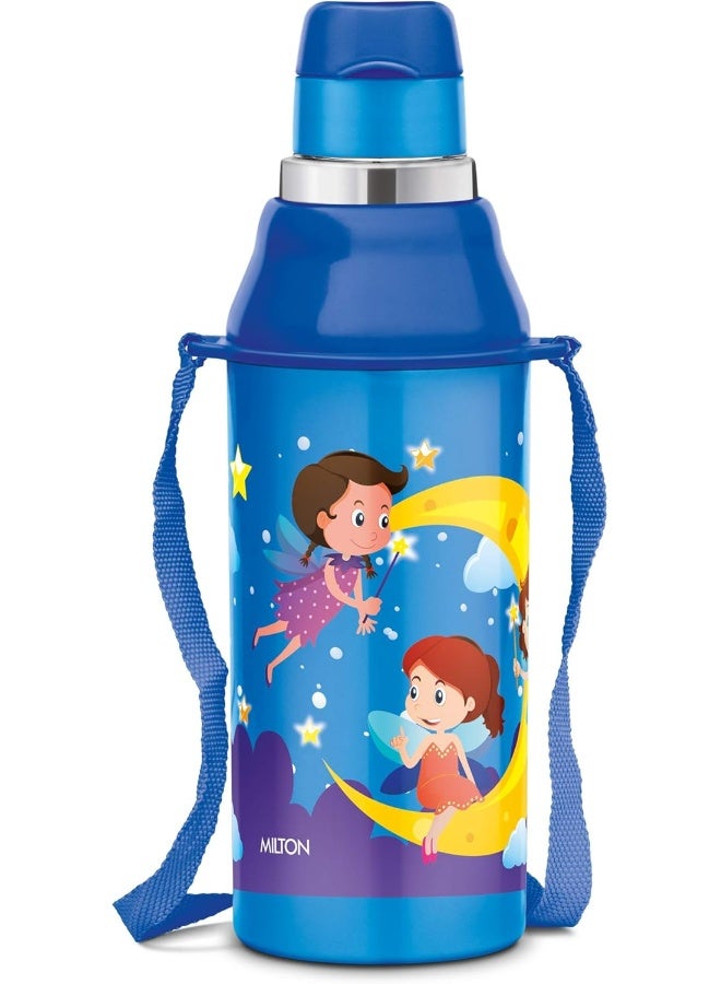 Milton زجاجة ماء للأطفال - معزولة ومضادة للتسرب وخالية من BPA مع حزام - مادة غذائية، 500 مل (NightMarry)، زرقاء - Image 1