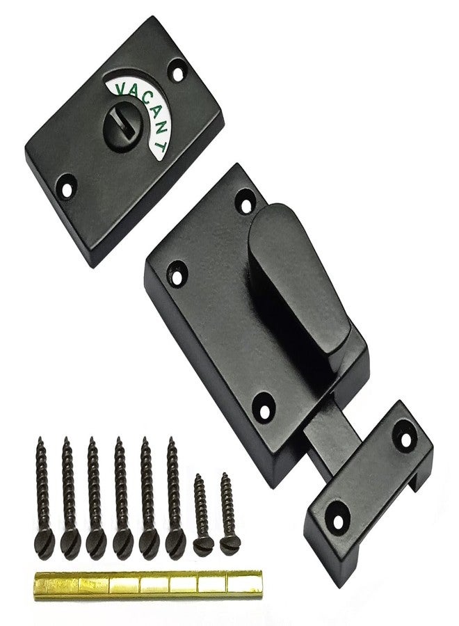 NISHAN Zinc Indicator Bolt Bathroom/Toilet Door Lock, Engaged/Vacant Privacy Latch Black - Image 1