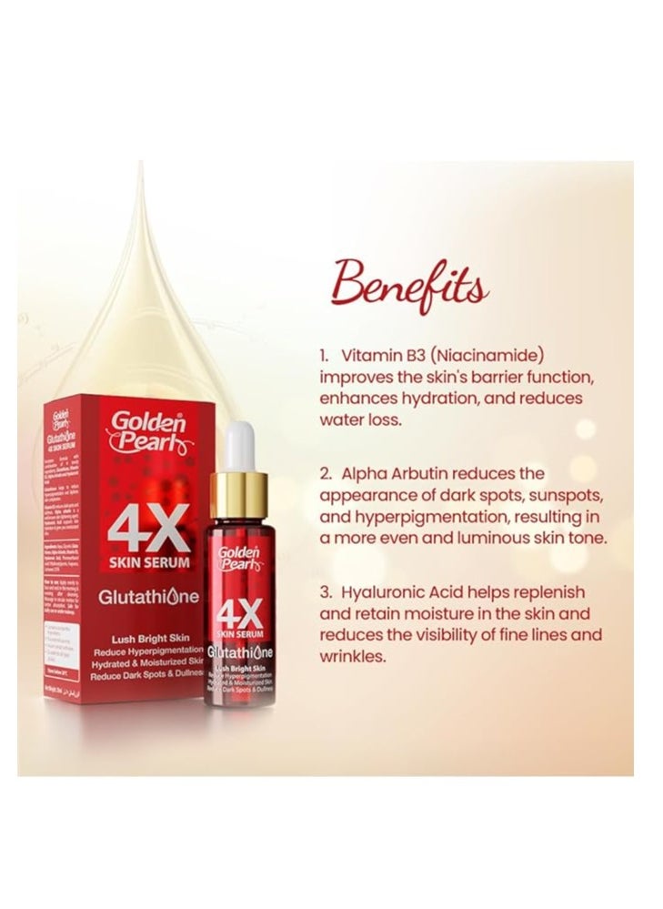 Golden Pearl - Golden Pearl 4X Glutathione Face Serum - Serum for Face Glowing with Glutathione, Alpha Arbutin, Hyaluronic Acid - Skincare Serum - Hyaluronic Acid Serum for Face Men - Face Serum for Women 20ml - Image 1