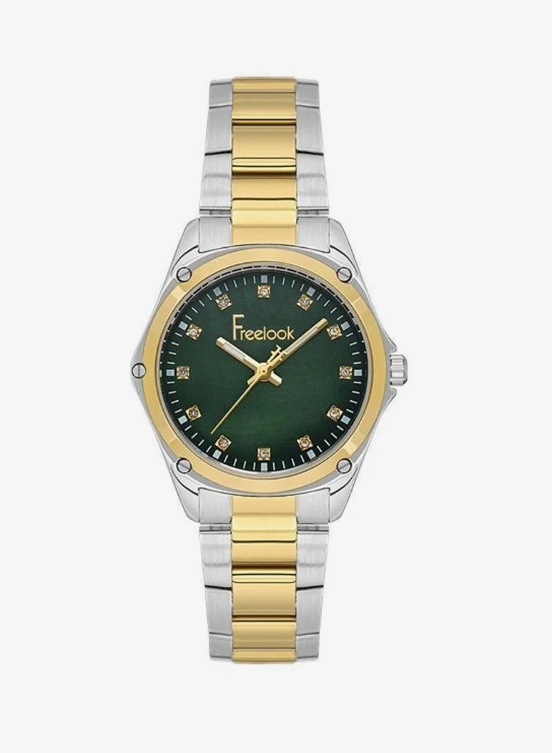 Freelook Paris Freelook - Jolie Women's Watch | Steel Case | Stainless Steel Band | Dark Green & Round Dial | Analog | Japanese Quartz | Mineral Glass | Premium Luxury Watch | Ideal Gift | Water Resistant 50 Meters