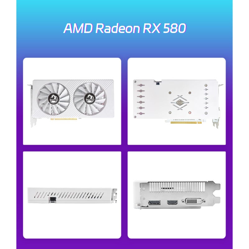 SoYo بطاقة الرسوميات SOYO AMD Radeon RX580 للألعاب بسعة 8GB و256 بت GDDR5 PCI Express x 16 3.0 مزودة بمروحتين للعمل والألعاب - Image 2